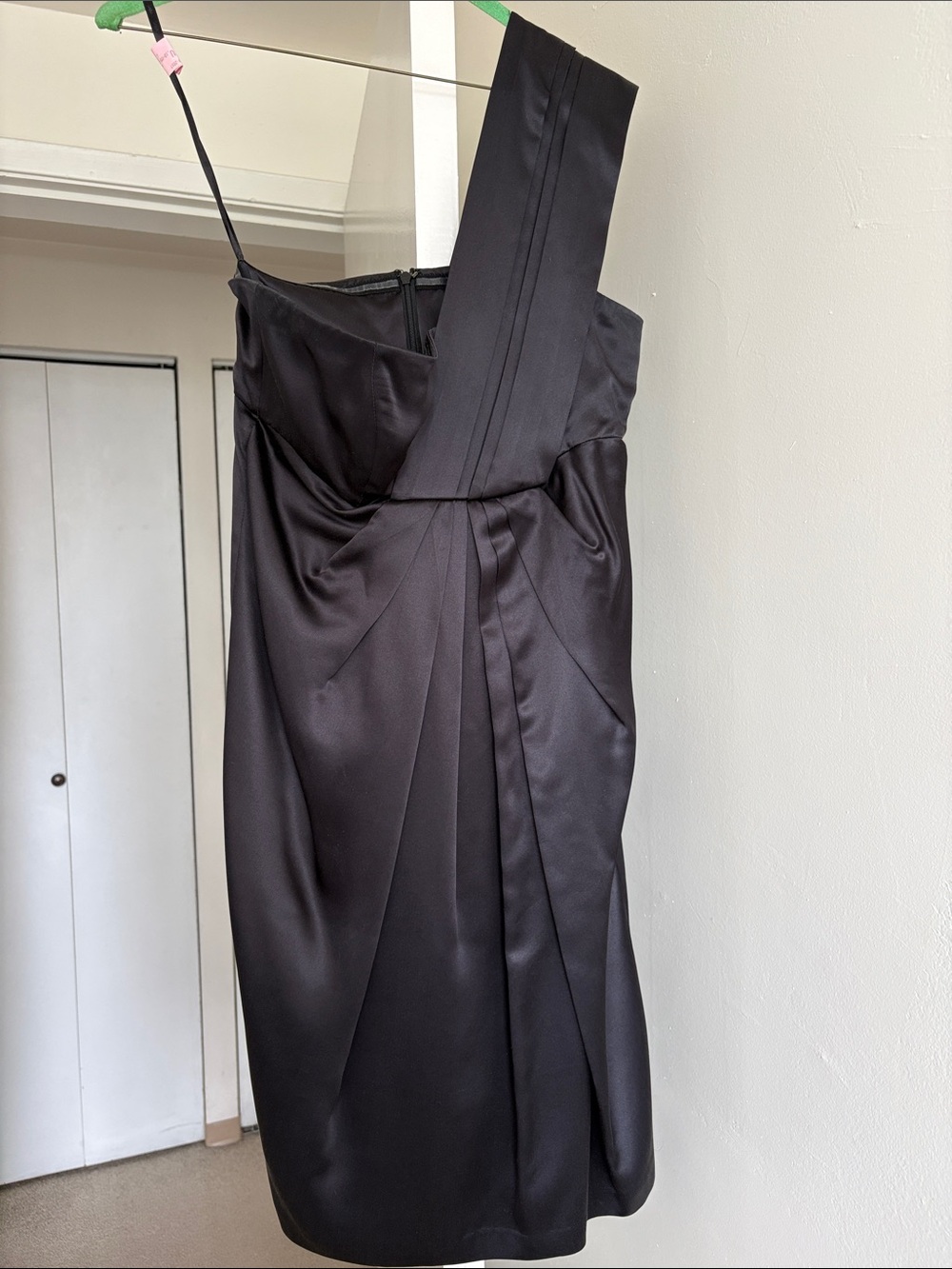 Saba Black One-Shoulder Satin Cocktail Dress